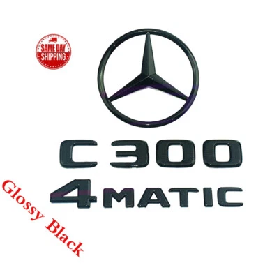 Gloss/Black C300 4MATIC Rear Star Emblem Badge for Mercedes Benz W205 C300 SEDAN - Image 1 of 4