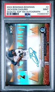 Jackson Chourio 2024 Bowman Chrome Bowman Scouts Top 100 Auto /99 PSA 9 Brewers - Picture 1 of 2