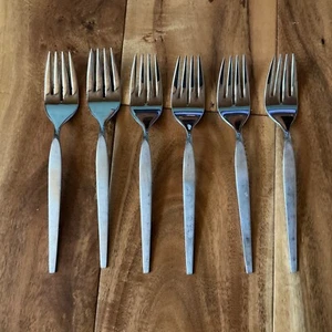 Vintage Oneida Community Satinique Salat Dessert Edelstahl Gabeln 6er Set - Bild 1 von 4