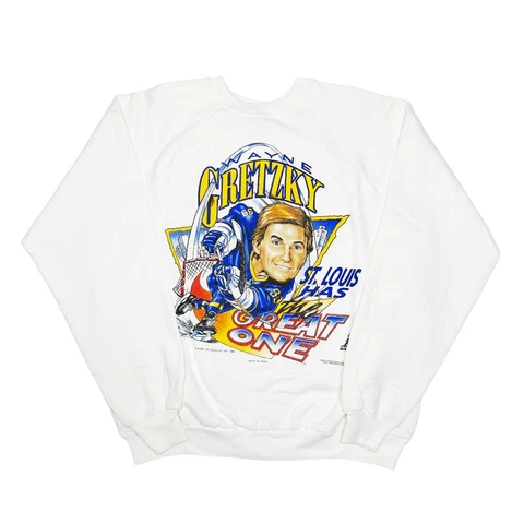 Vtg Rare NHL St Louis Blues Wayne Gretzky Big Head Cartoon Sweatshirt. Mens XL Cover