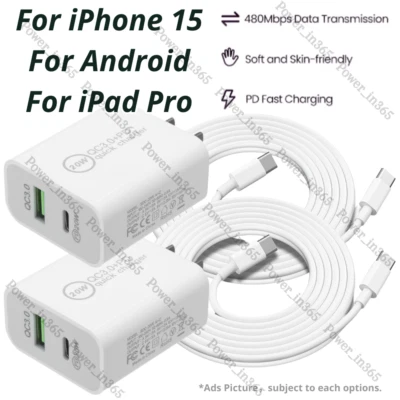 Cable de carga adaptador cargador rápido USB C tipo C para iPhone 15 Pro Android 20W Foto 1 de 4