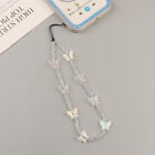 Phone Strap Bracelet Transparent Crystal Butterflies Beads Hanging Cord FT