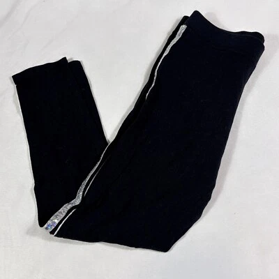 Pink VS Black Athletic Leggings Sparkly Silver Side Stripe Yoga Running Sz M - Image 1 of 4