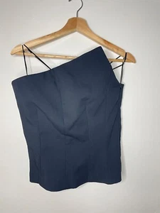 zara women Asymatrical Strapless Bustier corsety top black M - Picture 1 of 10