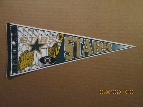 NHL Dallas Stars Vintage Circa 1994 Stick & Puck Team Logo Hockey Pennant Cover