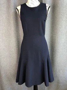 J Crew Fitted Flared Skirt Navy Viscose Dress Sz 0 - Picture 1 of 9