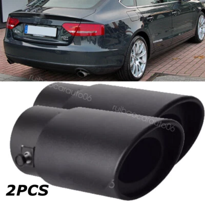 2PC For Audi A5 Black Car Exhaust Pipe Tip Rear Tail Throat Muffler Tailpipe Foto 1 de 4