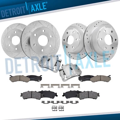 Rotores perforados delanteros traseros pastillas de freno pinzas delanteras para Silverado Sierra 1500 Foto 1 de 4