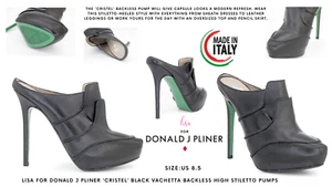 Lisa für Donald J Pliner ""Cristel"" schwarz Vachetta Stiletto Maultier: Größe 8,5 - Bild 1 von 11