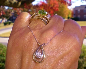 LOVE'S EMBRACE 10K Two-Tone Gold 1/4ct Teardrop Diamond Necklace ๐ KAY ๐ $629 - Picture 1 of 24