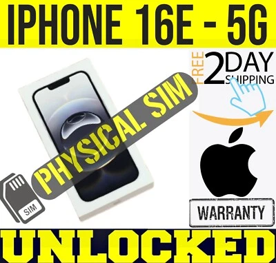 APPLE IPHONE 16E - 128GB (FACTORY UNLOCKED) BLACK ✅PHYSICAL SIM ✅ A3409 ❖SEALED❖ - Image 1 of 2