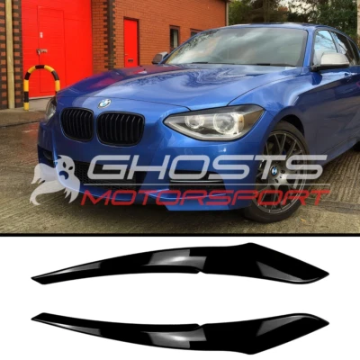 BMW 1 Series F20 F21 GLOSS BLACK Eyebrows Headlight Eyelid Cover 2012-2015