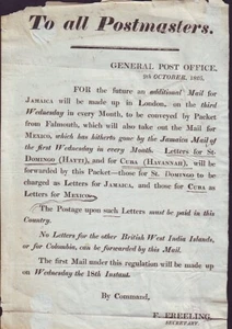 GB POST OFFICE NOTICE 1826 JAMAICA - Picture 1 of 1