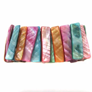 Regenbogen buntes Muschel Armband Naturschmuck dehnbar Festival (multi) - Bild 1 von 3