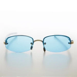Blue Rimless Lens Vintage Sunglass - Coral - Picture 1 of 3
