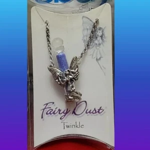 ×1 Vintage Signed Fairy Dust Bottle Pendant Necklace Glitter Silver Fantasy 24in - Picture 1 of 10