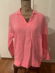 C&C California 100% Linen Shirt Tunic Blouse Top Womens Size S Oversized Pink - Picture 1 of 7