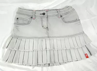 EDC by Esprit Tiered Pleated Denim Jean Mini Skirt - Gray - Sz 14 Years - Image 1 of 4