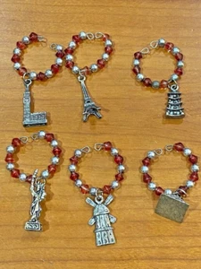 Juego de 6 dijes de copa de vino con cuentas puntos de referencia - Imagen 1 de 4