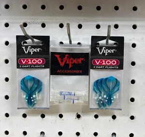 Super Grip Dart Shafts, & 2 Sets blau mit weißen Sternen Dart Flights - Bild 1 von 3