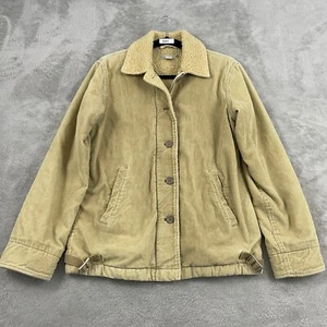 VTG J Crew Corduroy Sherpa Lined Trucker Jacket Womens S Tan Y2K Chore Neutral - Picture 1 of 20