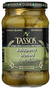 TASSOS Jalapeno Stuffed Olives, 12.73 OZ,Tinned, Jarred & Packaged Fruit & Veg - Picture 1 of 1