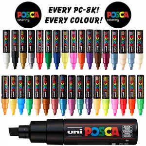 Uni Posca PC-8K Paint Marker Art Pens - Broad Chisel 8mm - Buy 4, Pay for 3 - Picture 1 of 36