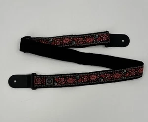 Planet Waves Woven Guitar Strap Fabric With Leather Red Paisley Style 42 Inches - Picture 1 of 5