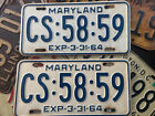Original Pair 1964  MARYLAND LICENSE PLATES See My Other Plates
