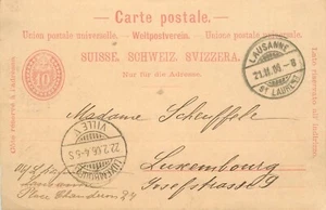 Papelería postal E0032 Suiza 1906 Lausana - Luxemburgo - Imagen 1 de 2