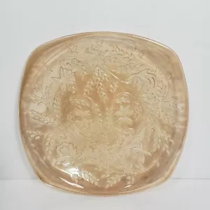 Vintage Ringelblume Orange Karneval Glas geschwungen Schale Teller 8,5 Zoll - Bild 1 von 8