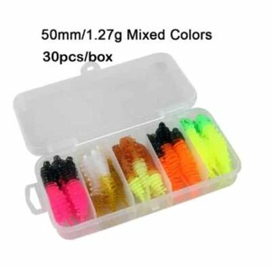 30 Stk/Box Raubfisch Gummiköder Lamellen Würmer Set Trout Worm 50mm/1,27g Mi - Bild 1 von 3