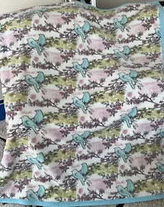 Vögel Plüsch Dicke Decke Anthropologie 66x59 Fleece Rosa Blau Vögel - Bild 1 von 6
