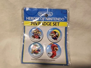 Heroes of Nintendo Pin Badge Set Super Mario Nintendo Magazine Promo *NEW* 1992 - Picture 1 of 6