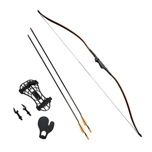 SAS 30-35lbs 22-29" Robinhood Long Bow w/Armguard, Arrow Rest and 2 x Arrows - Picture 1 of 4