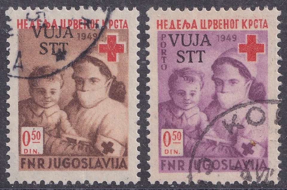 Triest B, VUJA, 1950, Red Cross, franco & postage due, used - Image 1 of 1
