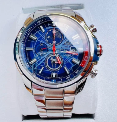 Citizen Spider-Man Chronograph CA0429-53W Blue Dial Eco-Drive Marvel Watch - Image 1 of 4