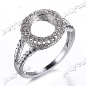 Engagement Wedding Semi Mount Setting Ring 7.5mm Round Shape Sterling Silver 925 - Picture 1 of 9