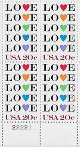 US LOVE Rainbow and Equality 20c stamp Plate Block of 4 Scott #2072 - Picture 1 of 1
