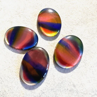 AL1028 Vintage German glass cabochons 25x18mm stained glass gold foil (4) - Image 1 of 2