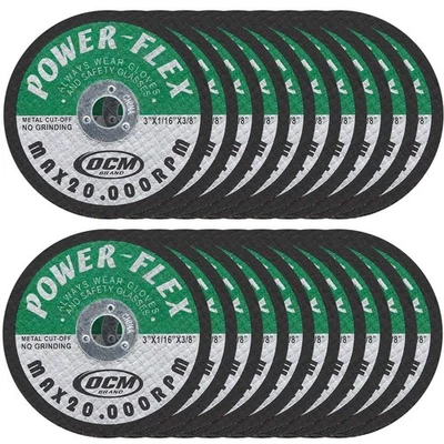 20 Pack - Cut Off Wheels 3 Inch x 1/16 Inch x 3/8 Inch - for Cutting All Stee... - Image 1 of 3