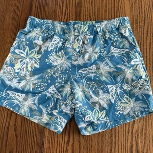 Pantalones Cortos Columbia PFG Para Mujer Pequeños Pez Vela Azul Cintura Elástica Floral Malla Bolsillos - Imagen 1 de 9