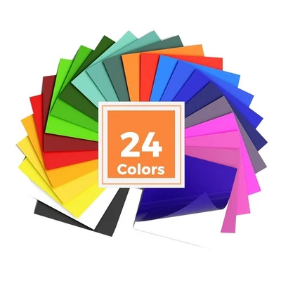  Sheets, 24 Colors 12 X 12 Inch  Adhesive Vinyl Bundle for ,6823 - image 1 of 4