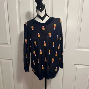 Modcloth Navy Sweater with Candy Corn Design - Picture 1 of 6