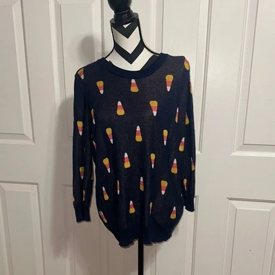 Modcloth Navy Sweater with Candy Corn Design - Image 1 of 4