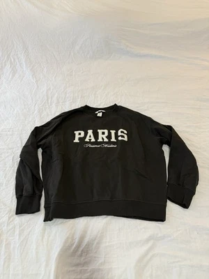 H&M Black Paris fleece Sweatshirt, pullover Size Medium 170 - Image 1 of 4