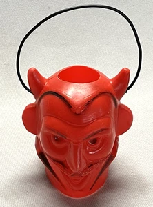 Secchio caramelle vintage anni 60 senza pari/tico giocattoli Halloween diavolo 4 1/2" soffiaggio stampo - Foto 1 di 2