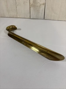 Calzascarpe curvo vintage in ottone pesante lunghezza 12 pollici - Foto 1 di 7