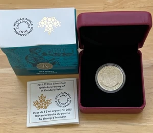 2015 Canada 3 $ Fine Silver Dollar - 100th Anniversary of In Flanders Fields - Bild 1 von 7