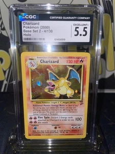 2000 Pokemon Base Set 2 Charizard Holo R - CGC 5.5 - Picture 1 of 4